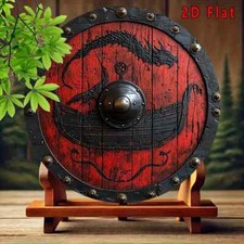 Wikinger Schild rot Drache