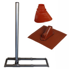 Dachsparrenhalter Profi 1m Stahl Ø48mm+ Alu Dachpfanne+ Manschette Set Rot