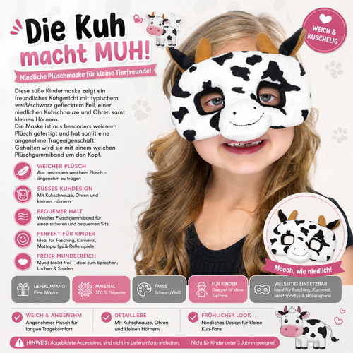 Kuh plüschmaske kinder - plüschmaske,