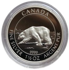 1,5 UNZEN 999 SILBER - EISBÄR / POLAR BÄR - PROOF - SILBERMÜNZE - SILBERBARREN