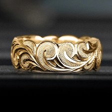 Goldener  Ring mit Blumen Muster - Damen Gr. 55-63 - Bohemian vergoldet