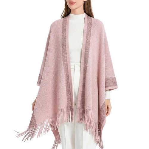 Damenponcho mit goldenem - damenponcho, rand