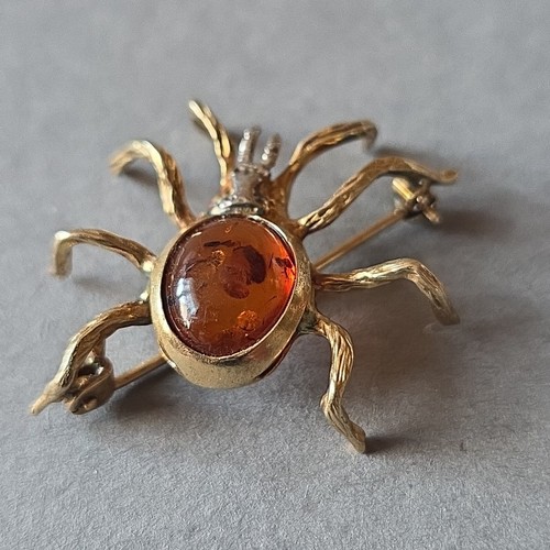 Silberbrosche spinne vergoldet - silberbrosche,