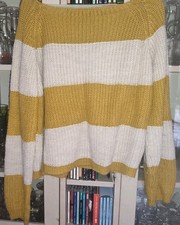 Strick Pullover Colosseum S gelb weiß Glitzer