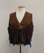 Country Western Leder Fransen Weste XXL Linedance Musik Trucker Biker