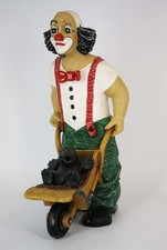 Clown mit Schubkarre Hund