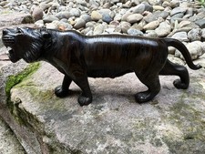 Bronze brüllender Tiger Asiatika Japan signiert schöne Patina