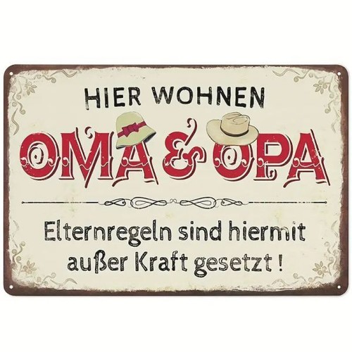 Blechschild hier wohnen opa - blechschild,