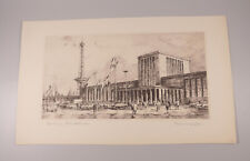 Radierung Horst Miesler Messe Berlin Funkturm um 1970