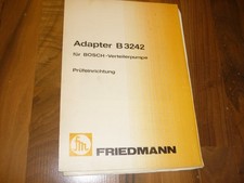 Friedmann Adapter B3242 Bosch Verteilerpumpe Prüfeinrichtung 1981
