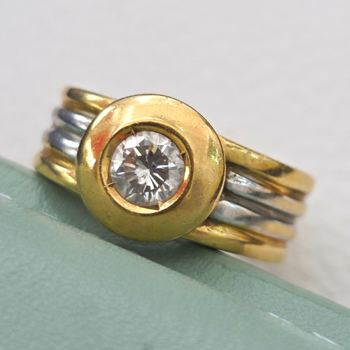 Bandring gold 585 solitär - bandring, ,