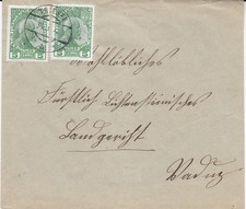 1912 Liechtenstein Mi 1x(2),  Brief nach Vaduz, gest. Triesen (R)