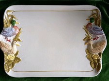 " Bassano " ital. Keramik Platte Wild ENTEN handbemalt Servierplatte  46x32x2,5 