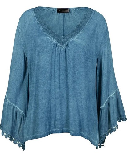 Damen tunika shirt blau - blau, +