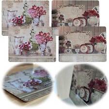 2x Kork Tischset Platzset Vintage Flower 40x30cm abwaschbar Rechteck Platzmatte