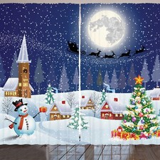 Weihnachten Rustikale Gardine Winterlandschaft