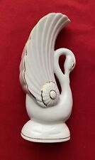 Dekorative Porzellan Vase | Farbe: Weiß mit Goldrand | Motiv: Schwan | 21x6,5 cm