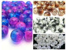 50 Crackle Glasperlen 8mm rund