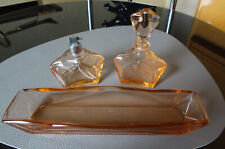Vintage Frisiertisch Garnitur Frisierset Art Deco Rosalin-Glas