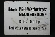 altes Schild Holz DDR Neugersdorf Gerüst zur Nutzung freigegeben Sammler Deko