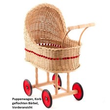 Puppenwagen, Korb Geschenke, Rattan, Weide, geflochten, Korbpuppenwagen, Puppe