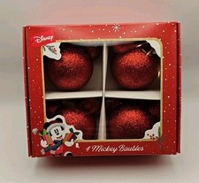 👉 Disney Weihnachtskugeln Set 4 Stück – Mickey Mouse Rot Glitzer 7cm
