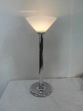 Tischlampe Design Chrom Glasschirm Art Deco Schuster Opal Fluter Stehlampe  22a1