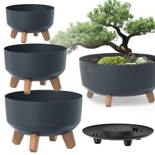 Blumentopf Blumenkübel mit Beinen 3 Größen 23,5-37,9cm Anthrazit Pflanztopf Topf