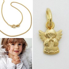 Echt Gold 333 Baby Kinder Taufe fliegender betender Mini Schutz Engel Anhänger