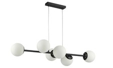 MasterLED Pendelleuchte 6-flammig E27 schwarz 90cm Glas Kugelleuchte Esszimmer