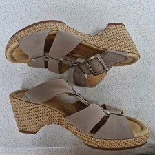 Gabor Sandale Pantolette Uk4,5 Riemchen Keilabsatz Beige