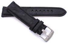 20 mm Made Germany echtes Straußenlederhaut schwarz Uhrenarmband Band 20/18 mm