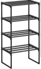 Schuhregal Aluminium Plastik Schwarz 4 Ebenen 42,5 cm Breit, Songmics Neu