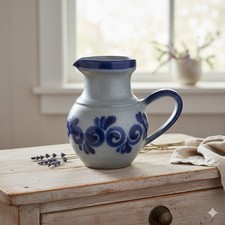 Handgemachter Steinzeug Krug? Salzglasur Blau-Grau⚱️Nr. 201/15 Westerwald Stil