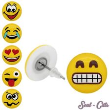 runde gelbe Ohrstecker Ohrringe lustige Comic Gesichter Lachen Grinsen Bäh