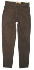 lange " WALLABY " Damen- LEDERHOSE / Nubuk- Lederjeans in dkl.- braun ca. 40-42