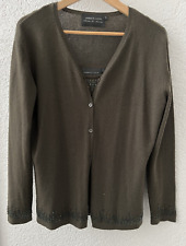 Anna E. Luca Twin-Set Seide/Kaschmir in Dunkelgrün mit Strass Gr. L - wie Neu !