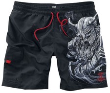 Black Premium by EMP Herren schwarze Badehose mit Wikinger-Print