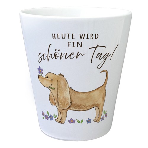 Dackel mit blume blumentopf - blume,