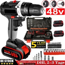 Mit 2 Akkus Ladegerät 48V Akkuschrauber Set Schlagbohrschrauber Bohrmaschine DE