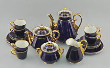 99840934 Prunkvolles Porzellan-Kaffee-Service Kobaltblau-Gold H26cm