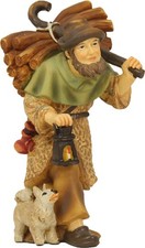 Krippenfiguren hirte mit holz - krippenfiguren,