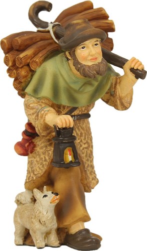 Krippenfiguren hirte mit holz - krippenfiguren,
