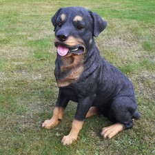 Gartenfigur Hund Rottweiler schwarz 50cm 2695 Garten lebensecht Figur
