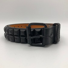 Nietengürtel - Gürtel mit schwarzen Pyramidennieten - 2-Reihig -  G0045f - vegan