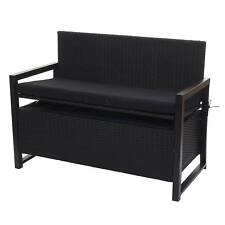 B-Ware Poly-Rattan 2er Sitzbank MCW-F39, Bank, Staufach anthrazit Kissen schwarz