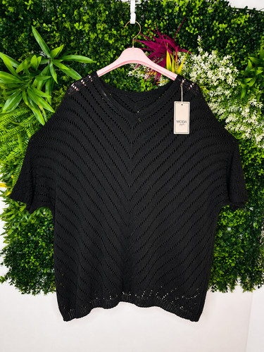 Damen strickshirt schwarz - strickshirt,