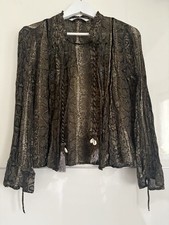 Braune schwarze Khaki Bluse Schlangenmuster Zara M 38