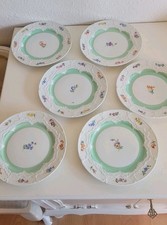 antike Meissen Barock Teller 6Stk. Streublumen maigrün Relief Kaffeeservice TOP 