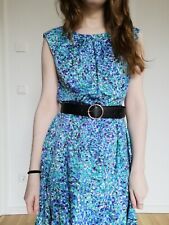 True Vintage midi Kleid 60er 70er granny türkis Mille fleurs 42 onesize 